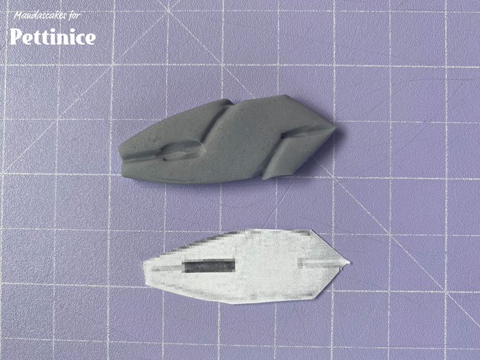 Remove the template, smooth the edges and score the lines as shown.
