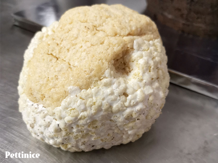 Hollow out the eye sockets before ganache and covering in fondant.